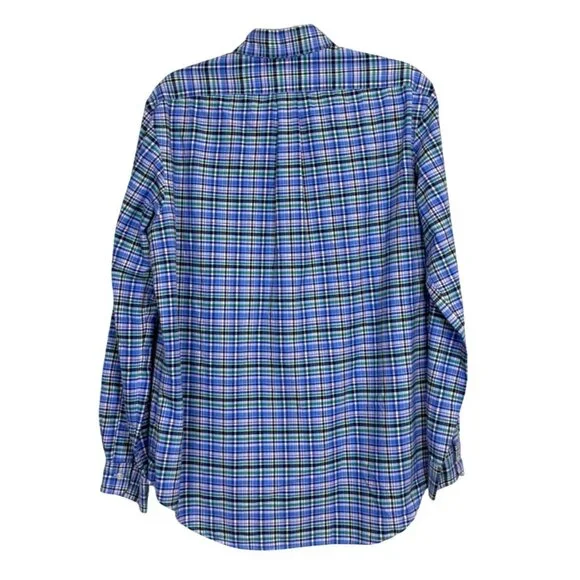Ralph Lauren Mens Oxford Shirt Button-Up Plaid Long Sleeve Blue Green Size L - Picture 3 of 5